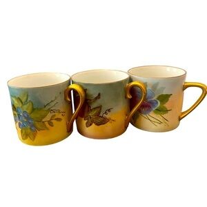 Oto F. Russell Gold Handled Vintage Cup Set(3)